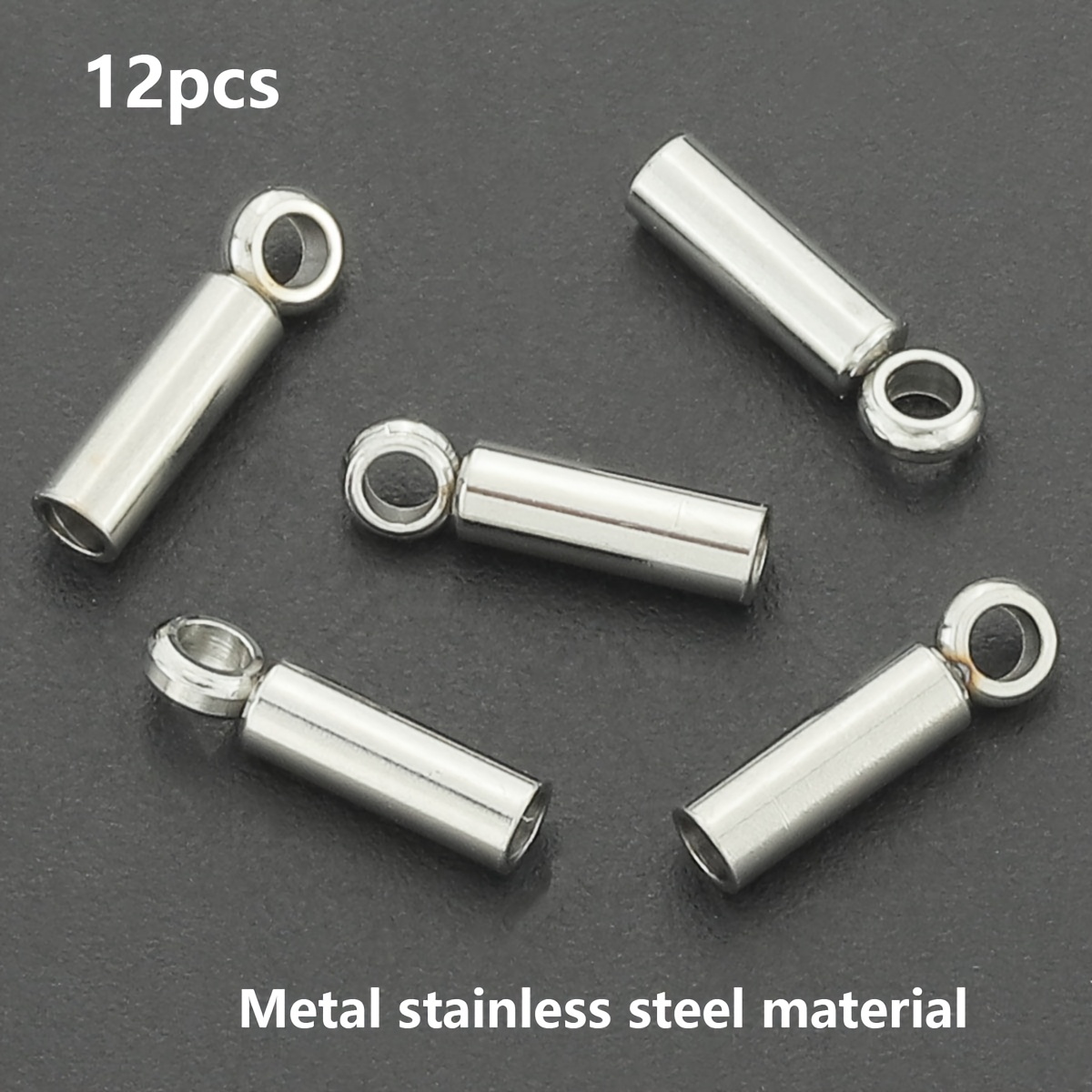 12pcs Stainless Steel Enamel Tassel Cap Cord Clasp Hook Connectors